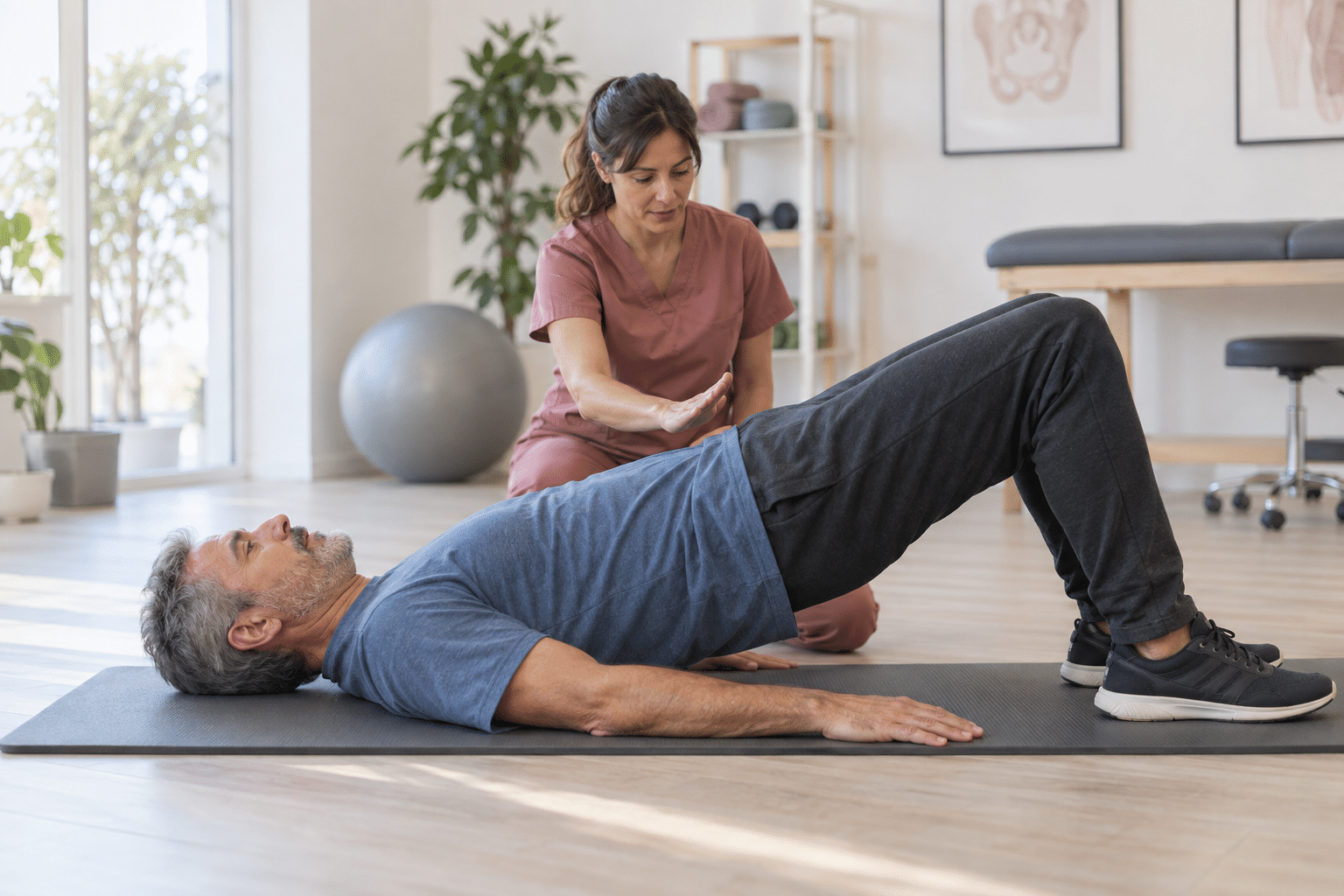 Ejercicio terapéutico para la rehabilitación del suelo pélvico masculino